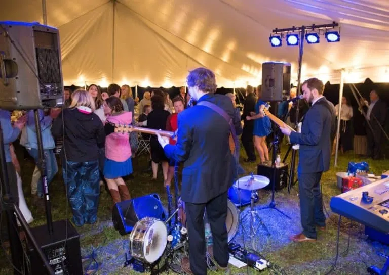 Band Playing During An Outdoor Tent Wedding