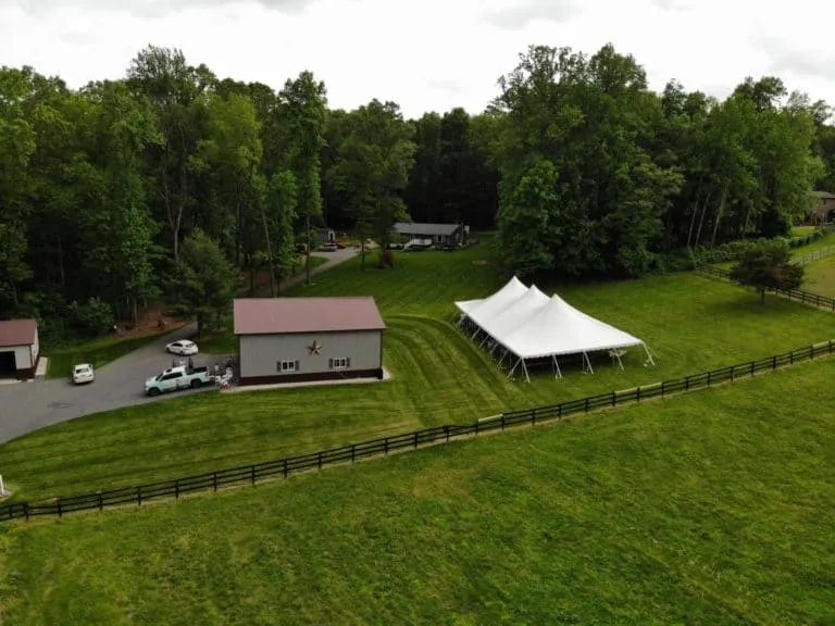 Aerial Shot of An Outdoor Tent Reception