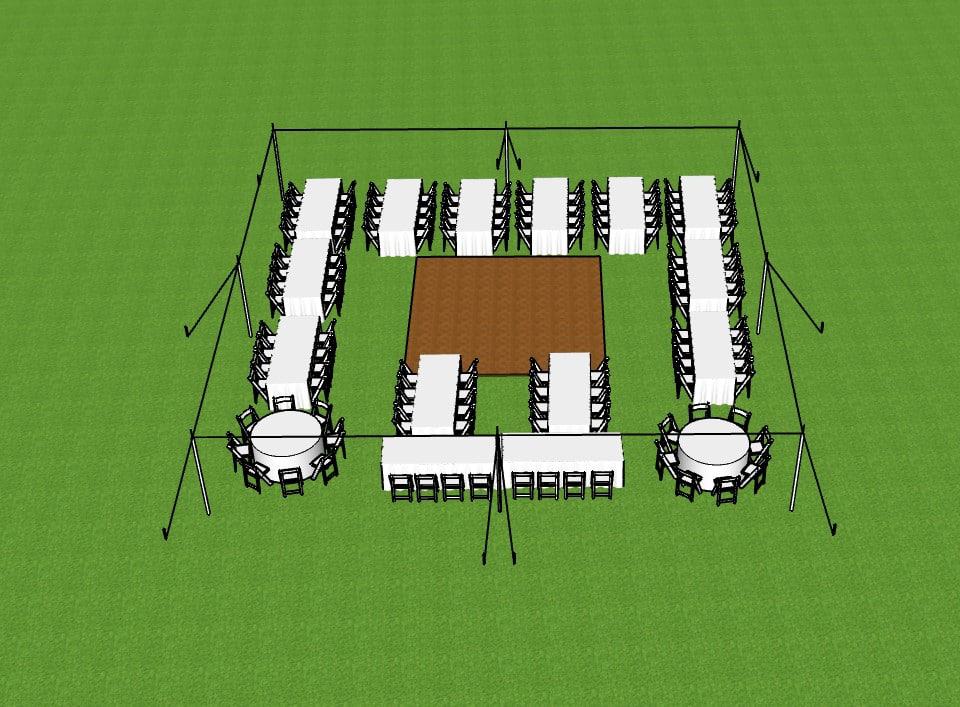 3D Visual Floor Plan For An Outdoor Tent Reception
