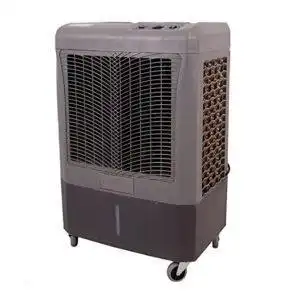 Portable evaporative cooler with large fan vent and cooling pads by Dreamers Event Rentals