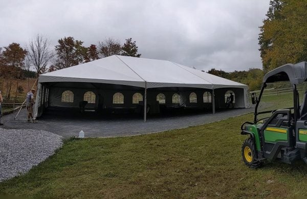 40x60 frame tent on gravel