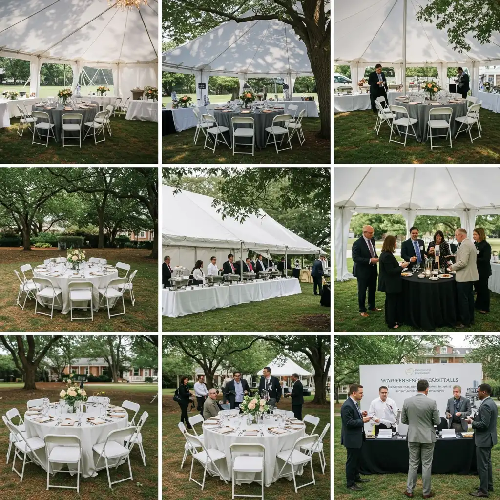 Elegant corporate event tent rental Maryland — Dreamers Event Rentals